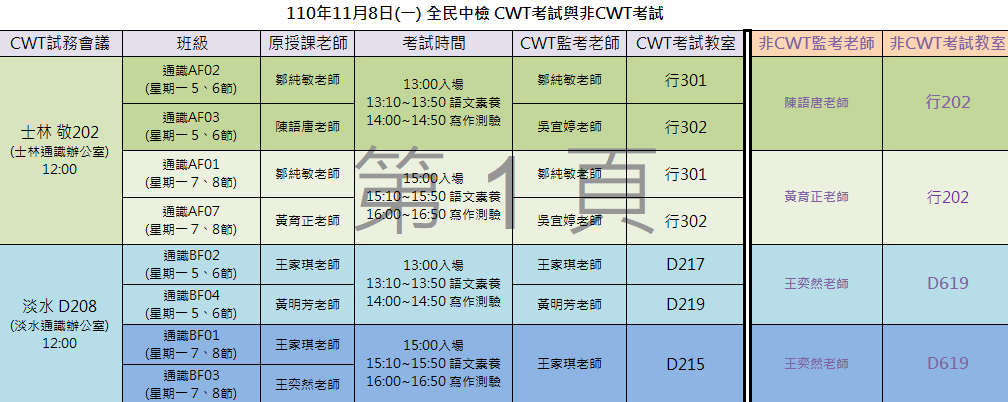 教室分配圖